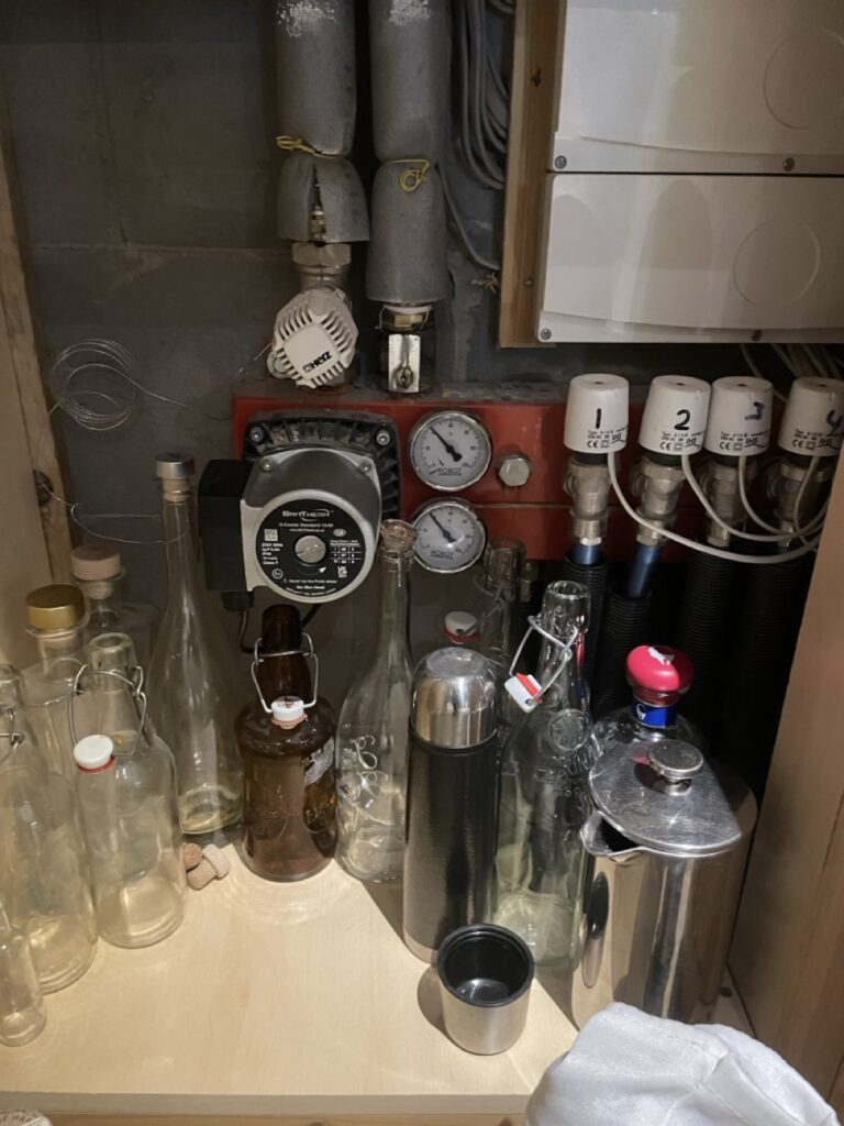 Multiple manifolds and pumps to serve the 18 zones in the house.